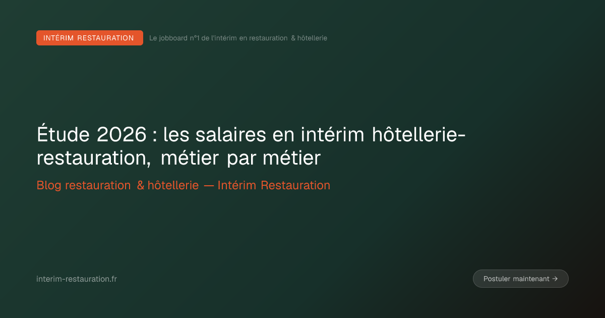 Étude 2026 : les salaires en intérim hôtellerie-restauration, métier par métier