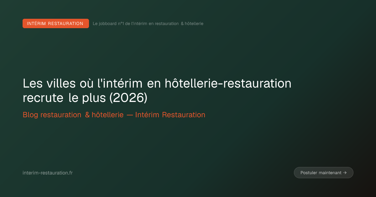 Les villes où l'intérim en hôtellerie-restauration recrute le plus (2026)